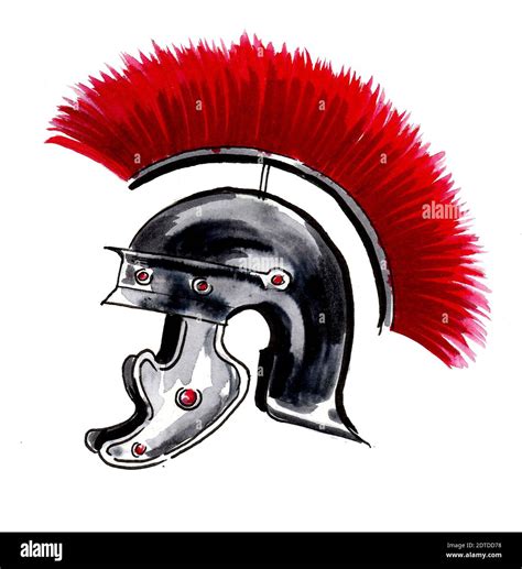 Ancient Roman helmet. Ink and watercolor drawing Stock Photo - Alamy