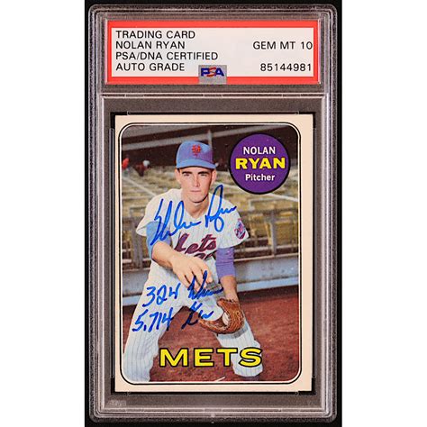 Nolan Ryan Signed 1969 Topps 533 Inscribed 324 Wins 5 714 K S PSA