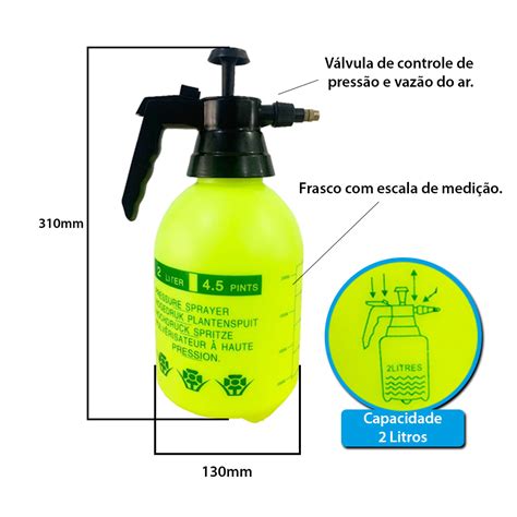 Pulverizador Borrifador Manual Pressão Acumulada 2 Litros Ferramentas