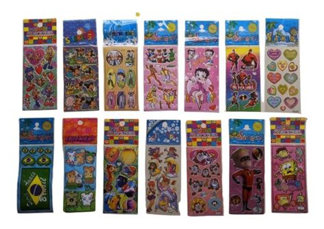 100 Cartelas Adesivo Infantil Sticker Temas Variados Parcelamento