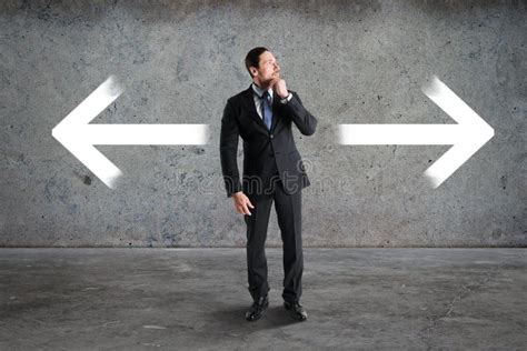 Thoughtful Businessman Standing On Abstract Concrete Background With