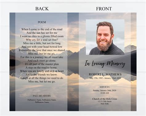 Etsy Obituary Templates