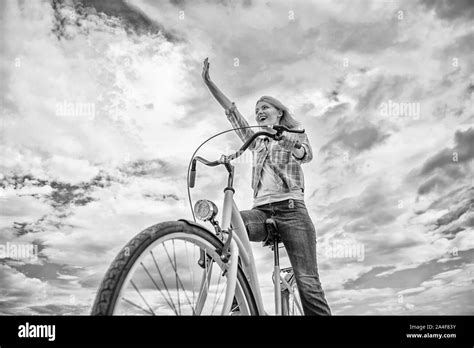 Promoting Cycling Infrastructure Girl Happy Face Likes Ride Bike