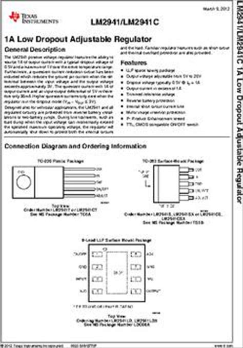 LM2941CT NOPB Datasheet Specifications Lead Free Status Lead Free