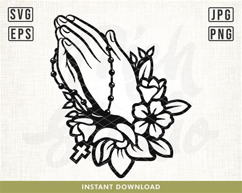 Praying Hands Svg Floral Praying Hands Svg Christian Svg Etsy