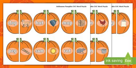 Halloween Pumpkin Cvc Word Puzzle Twinkl Twinkl