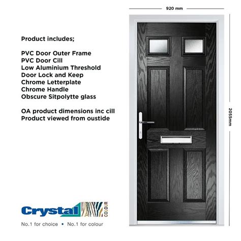 Grp Composite Traditional External Door Six Panels Two Obscure Glass Double Glazed