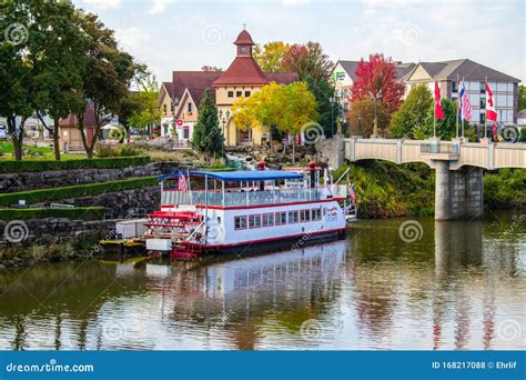 Downtown Frankenmuth Michigan River Front Cityscape Editorial Stock ...