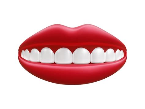 Premium Vector Realistic Mouth With Red Lips And White Teeth Isolated