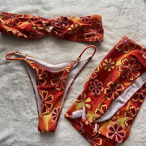 Womens Red And Orange Bikinis And Tankini Sets Depop