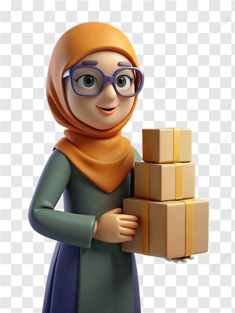 Garota Hijab Caixas De Personagem 3d PNG Lenço De Cabeça Caixas