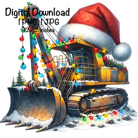 Merry Christmas Mining Shovel Png Watercolor Mining Truck Boys Clipart