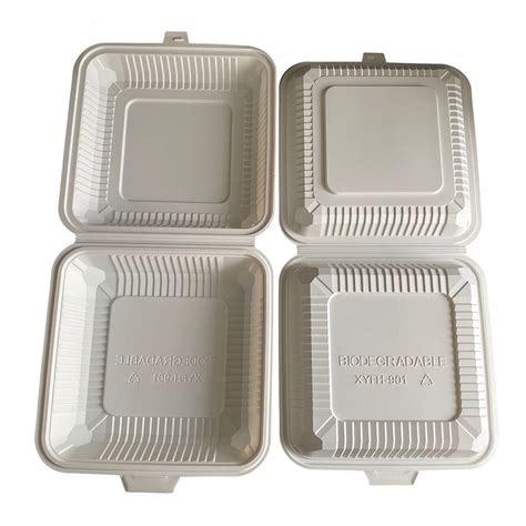 Biodegradable Corn Starch Clamshell Takeaway Food Box For Disposable Use