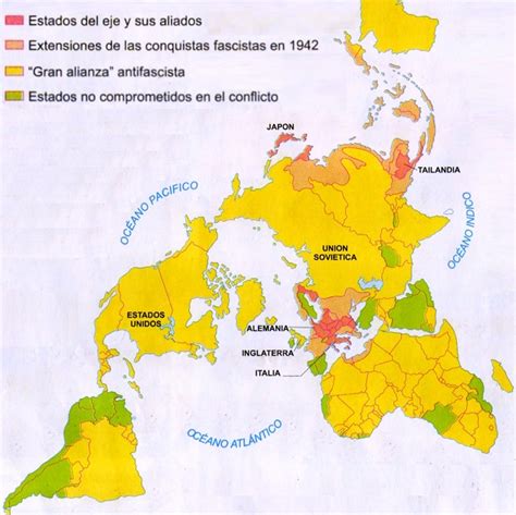 Mapamundi Relación De Fuerzas A Comienzos De La Segunda Guerra Mundial