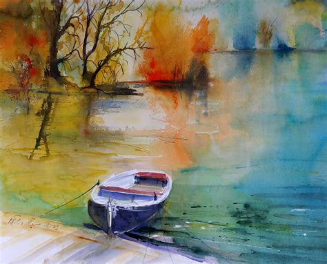 Ruhige Zeit Watercolor Sabine Hilscher Wasserfarben Kunst