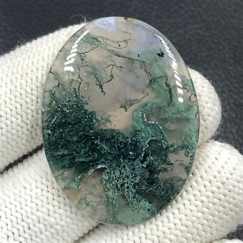 Moss Agate Cabochon Oval Cabochon X X Mm Cts Am Etsy