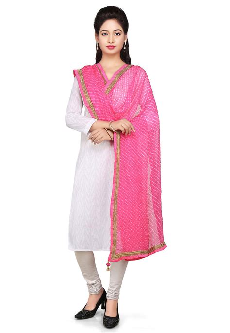 Buy Printed Pure Georgette Dupatta In Pink Online Bnj157 Utsav Fashion