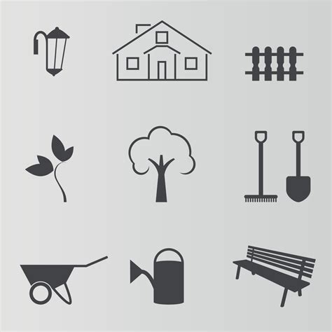 Set Of Icons On A Theme Yard Isolated Sihlouette 17405355 Vector Art