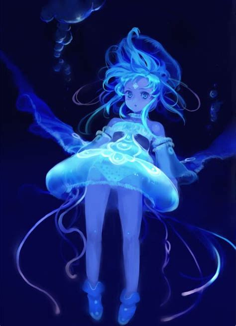 Jellyfish Girl Illustration Painting Anime Japanese Cultura Oriental