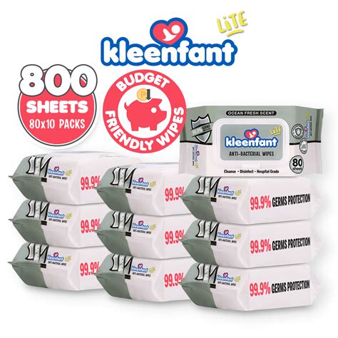 Kleenfant Lite Fresh Scent Antibacterial Disinfecting Wipes Sheets