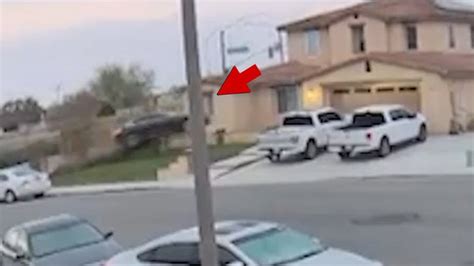 Doorbell Video Shows Car Going Airborne And Crashing Into A House