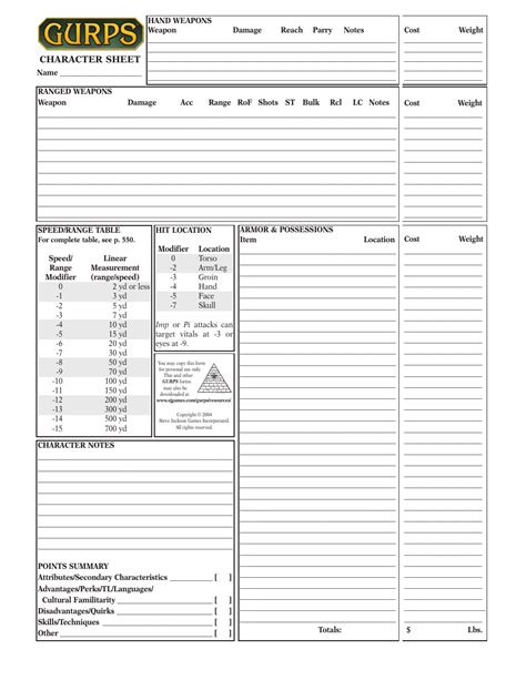 GURPS Character Sheet - Colored Emblem Download Printable PDF ...