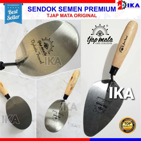 Jual Sendok Semen Gagang Kayu Bulat Lancip Tjap Mata Sendok Semen