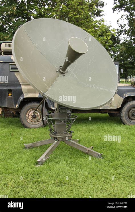 A Green Portable Military Communications Satellite Dish Stock Photo - Alamy