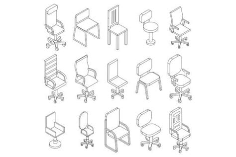 Desk Chair Icons Set Vector Outline Graphic By Ylivdesign Creative