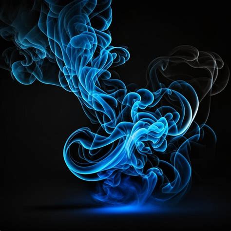 Premium Photo Art Of Bright Blue Smoke Moving Upward On Black Background