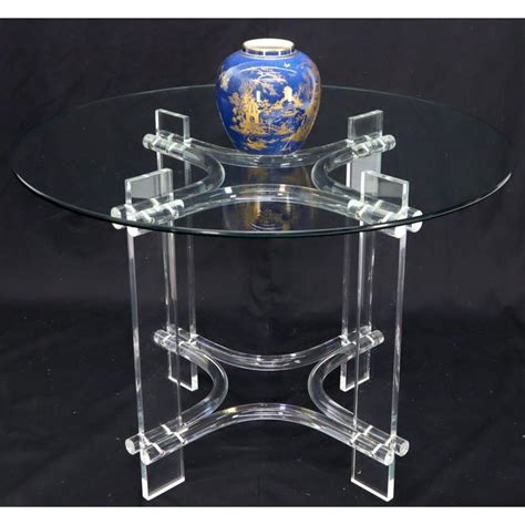 Round Glass Top Lucite Base Dining Dinette Table Chairish