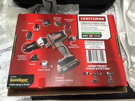 New Craftsman Bolt On 20 Volt Cordless Drill 9 Attachments Battery