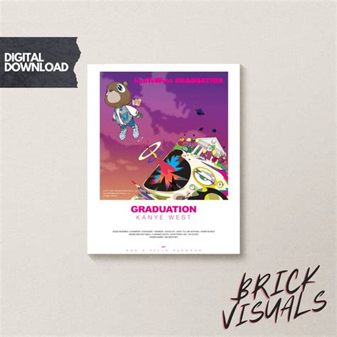 Kanye West Graduation Album Cover Poster Tracklist Wall Art Home Decor Etsy