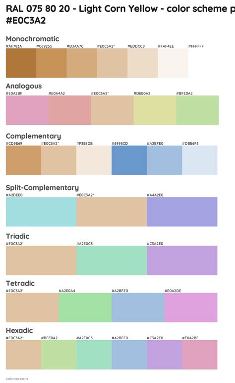 Ral 075 80 20 Light Corn Yellow Color Palettes