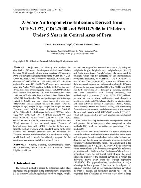 Fillable Online Z Score Anthropometric Indicators Derived From Fax