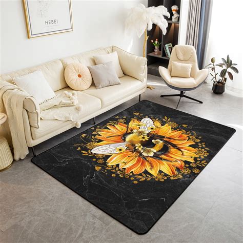 Yst Bees Area Rug Sunflower Carpet X For Bedside Rustic Farmhouse