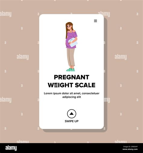 Pregnant Weight Scale Vector Woman Female Pregnancy Gain Care Mother Healthy Person Belly