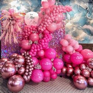 Pink Balloon Garland Arch Kit Princess Theme With Hot Baby Pink Rose Gold Metallic Balloons For