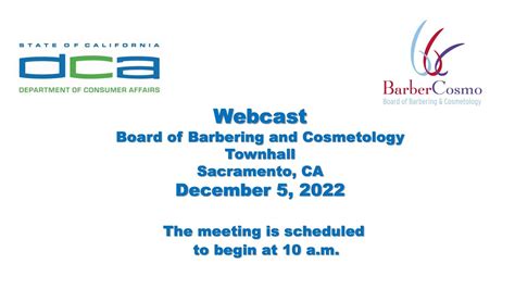 California Board Of Barbering And Cosmetology Townhall Youtube