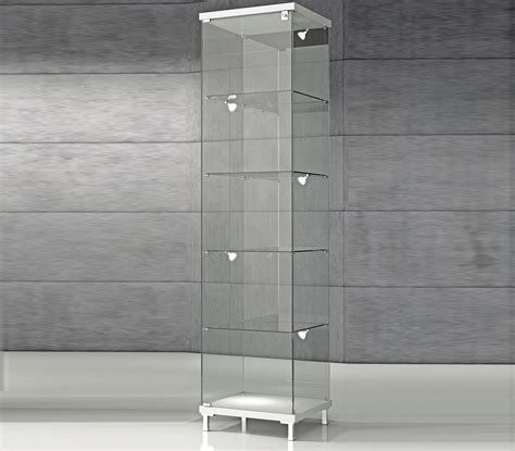 Glasvitrine mit LED Beleuchtung 45 x 45 cm abschließbare Präsentation