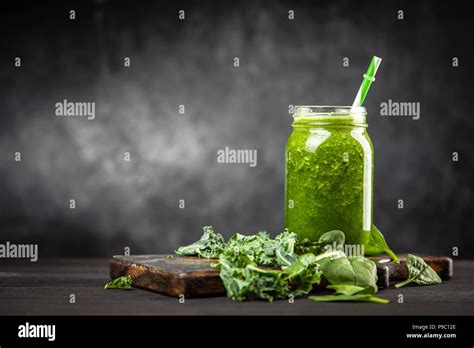Spinach And Kale Smoothie Stock Photo Alamy