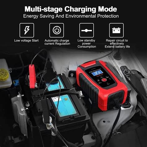 Aokbon Chargeur Batterie Intelligent 6a 6v 12v 24v Écran Lcd Moto