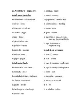 Realidades Chapter A Vocabulary List With Answer Key By Sra Mariposa