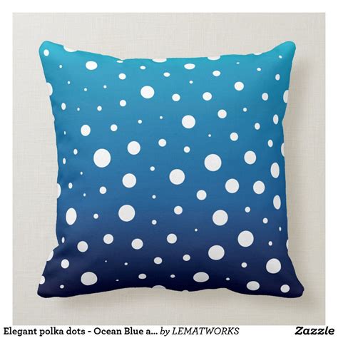 Elegant Polka Dots Ocean Blue And White Throw Pillow White Throws Blue Throws White Throw