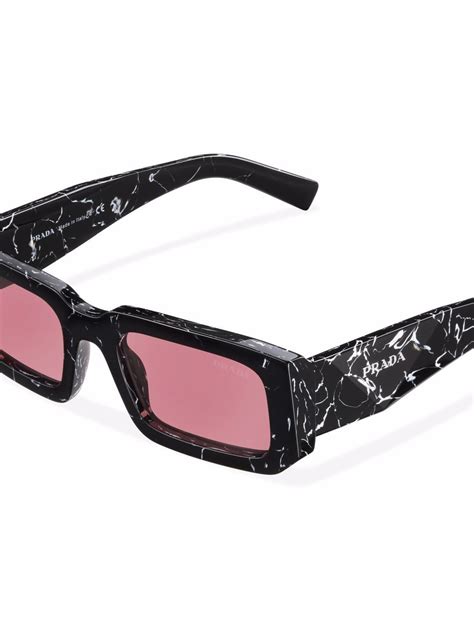 Prada Eyewear Symbole Rectangle Frame Sunglasses Pink Farfetch