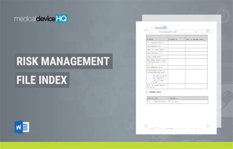 Risk Management File Index Template Medicaldevicehq