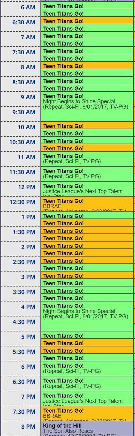 This was today's Cartoon Network schedule. There's nothing special happening today, so why would ...