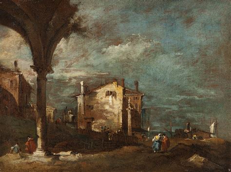 Francesco Guardi Capriccio Con Rovine E Figure Dipinti Antichi