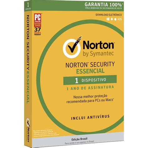 Norton Antivírus Security Essencial 1 Dispositivo Licença 12 Meses