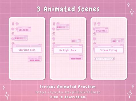 Tiktok Stream Overlay Package Pink Retro Lofi Kawaii Aesthetic Animated Vertical Overlay Lofi